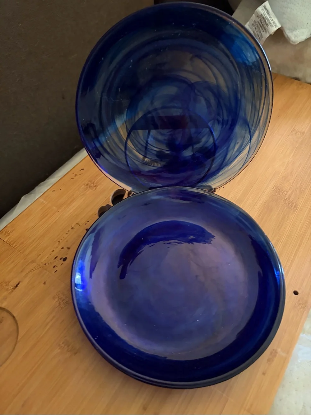 Deep Cobalt Blue Glass Plates